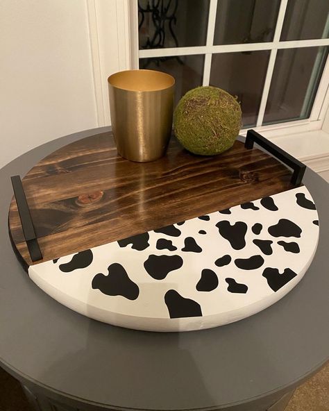 Cow Themed Crafts, Cow Themed Bedroom Farmhouse, Cow Print Living Room Ideas, Cow Themed Gifts, Diy Cow Print Decor, Diy Cow Decor, Cow Kitchen Decor Farmhouse Style, Cow Print Furniture, Cow Themed Bedroom