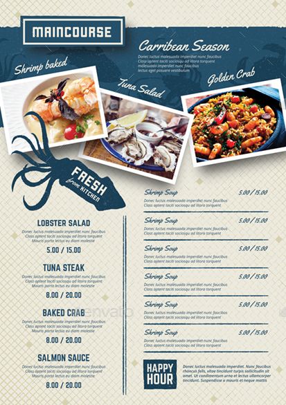 Seafood Restauran Menu Seafood Menu Ideas, Pizza Menu Design, Lobster Menu, Chinese Menu, Menu Sans Gluten, Restaurant Website Design, Seafood House, Cajun Seafood, Seafood Menu