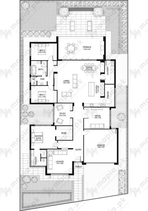 California Houses Style, Holiday House Floor Plan, California House Plans, Sustainable House Design Floor Plans, California House Style, Residential House Floor Plan, 1 Kanal House Plan, Kanal House Plan, Farmhouse Elevation