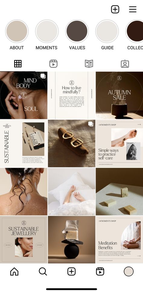 Instagram feed design for a lifestyle brand using warm colors and minimalist #Social_Media_Packages_Design #Brand_Design_Instagram_Feed #Brand_Identity_Instagram_Feed #Instagram_Post_Branding Brand Identity Instagram Feed, Brand Design Instagram Feed, Instagram Brand Aesthetic, Jewellery Brand Instagram Grid, Branding Aesthetic Moodboard, Social Media Guidelines, Brown Earthy Aesthetic, Instagram Shop Feed, Elegant Social Media Design