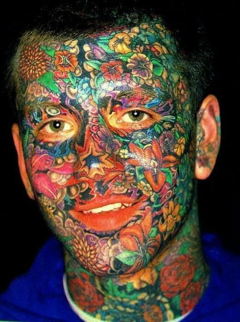 Full Face Tattoo, Tattooed Guys, Tattooed Men, Torso Tattoos, Skull Art Drawing, Facial Tattoos, Body Tattoo, Full Body Tattoo, Facial Piercings