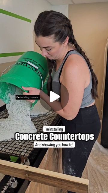 Kelsi Clem on Instagram: "I'm taking you along for the ride as I finished up these concrete countertops! I love how these are turning out! Would you ever put these in your home?!  . . . . #diy #doityourself #womenwhobuild #bardesign #homereno #homeupgrades #homedecor #homeupdates #concretecountertops #cementcountertops" Concrete Countertops Laundry Room, Easy Concrete Countertops, Outside Countertop Ideas, Diy Black Concrete Countertops, Diy Kitchen On A Budget, Dyi Countertops, Diy Cement Countertops, Affordable Countertop Ideas, Cement Countertops Kitchen