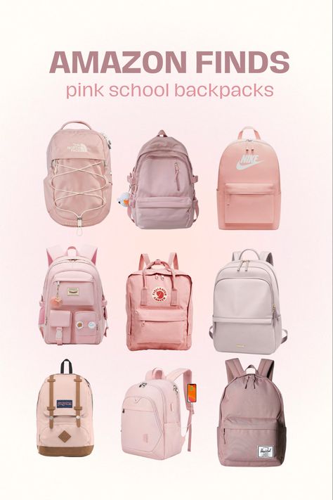 back to school outfit back to school essentials cute pink aesthetic amazon finds Aesthetic Backpacks For School Amazon, Cute Aesthetic Bags For School, Back To School Backpacks Aesthetic, Aesthetic School Bags From Amazon, School Backpacks Highschool Aesthetic, Pink Backpack Aesthetic School, Pink School Bag Aesthetic, Trendy Pink School Backpack, Cute Pink Backpack Aesthetic