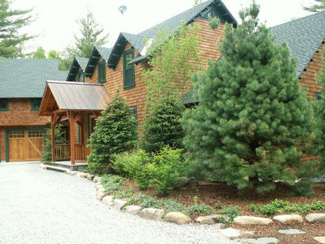 Cabin Landscaping, Natural Landscaping, Privacy Landscaping, Farmhouse Landscaping, Easy Landscaping, Ground Cover Plants, Home Landscaping, Traditional Landscape, Mountain Homes