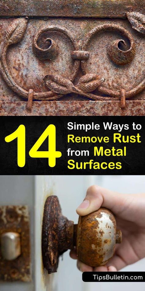 Rust remover products are great at removing rust from metal, but are not the only option. Other choices for eliminating rust stains include lemon juice, wire brush, salt, baking soda, vinegar, and plenty of elbow grease. #removingrust #rust #metal Clean Rust Off Metal, Rust Off Metal, Natural Odor Remover, Clean Rust, Baking Soda Benefits, Remove Rust, Baking Soda Beauty Uses, How To Clean Rust, Rust Removers