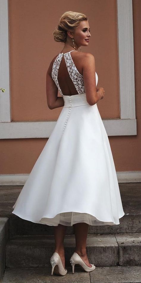 27 Incredible Tea Length Wedding Dresses | Wedding Dresses Guide Wedding Dress Over 40, Tea Length Wedding Dresses, Oxford Dictionary, Short Wedding Gowns, Courthouse Wedding Dress, Second Wedding Dresses, Fashion Bride, Civil Wedding Dresses, Tea Length Wedding