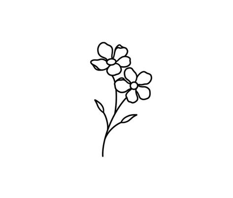 Flower Tattoos Cartoon, Small Flower Outline Tattoo, Small Flower Doodles Simple, Small Easy Flowers To Draw, Flower Patterns Drawing, Small Flower Drawing Easy, Minimalistic Flower Drawing, Flower Tattoos Outline, Tiny Flowers Drawing