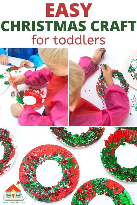 Art Activity For Preschoolers, Easy Christmas Art, Plate Wreaths, Easy Christmas Crafts For Toddlers, Activity For Preschoolers, Christmas Wreath Craft, Basic Art, Christmas Art Projects, Christmas Paper Plates