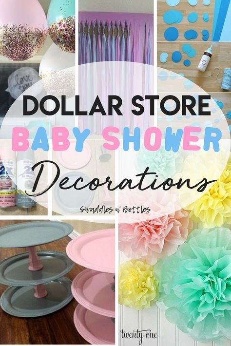 Dollar Store Baby Shower Decoration Hacks! Great ideas for baby shower on a budget, both boy and girl! Plus, tips on how to save money when hosting. Baby Shower On A Budget, Baby Shower Ideas For Girls Themes, Shower On A Budget, Perlengkapan Bayi Diy, Decoration Hacks, Office Baby Showers, Fiesta Shower, Planning List, Budget Baby Shower