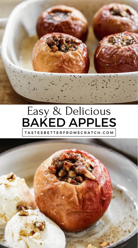 Make the best easy Baked Apples in the oven with this simple recipe. This healthy Southern dessert is like a mini apple crisp, full of warm cinnamon flavor. Perfect for a quick and delicious treat. Save this healthy apple crisp recipe for your next dessert! Baked Apples Healthy, Baked Apple Dessert, Baked Apple Recipes, Recipe Crockpot, Slow Cooker Desserts, Dessert Simple, Healthy Apple, Healthy Desserts Easy, Apple Desserts