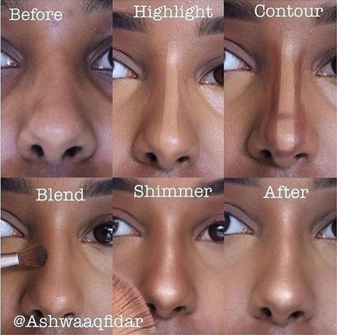 Teknik Makeup, Bentuk Alis, Nose Makeup, Makeup For Black Skin, Nose Contouring, Brown Skin Makeup, Makeup Help, Makijaż Smokey Eye, Natural Make Up