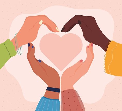 People Holding Hands Drawing, Hand Making Heart, Heart Hands Pose, Events Illustration, Sharing Illustration, Unity Drawing, Heart With Hands, Friendship Illustration, Hand Hart