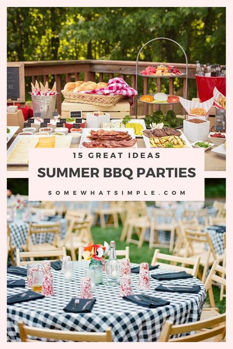 Bbq Party Food Table Display, Bbq Picnic Ideas Backyard Parties, Outside Bbq Party Ideas, Bbq Food Set Up Party Ideas, Backyard Bbq Party Setup Ideas, Barbecue Themed Party, Outdoor Barbeque Ideas Party, Food Ideas For Outdoor Party, Fun Bbq Ideas