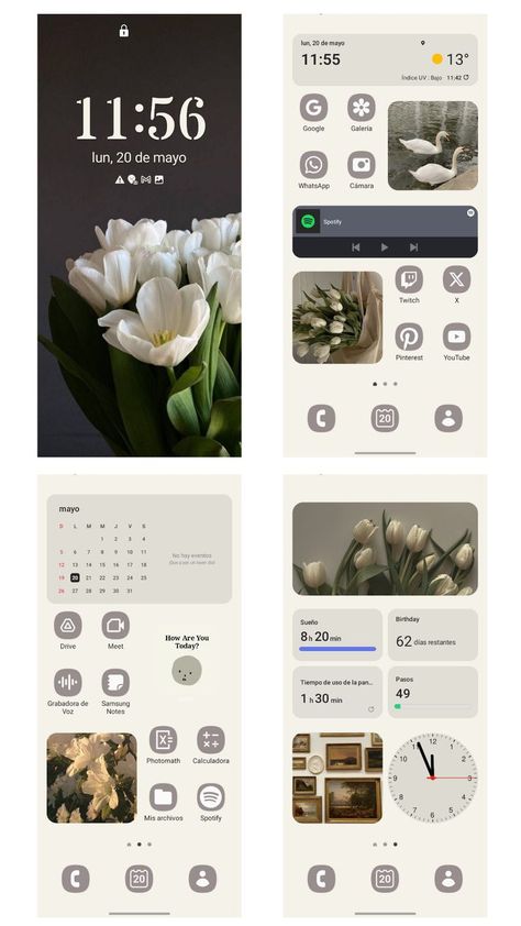 Good Home Screen Ideas, Phone Layout Ideas Android Samsung, Samsung Design Ideas, Samsung Phone Layout Ideas, Cute Samsung Wallpapers, Samsung Customization Ideas, Samsung Layout Ideas, Samsung Home Screen Layout, Samsung Theme Ideas