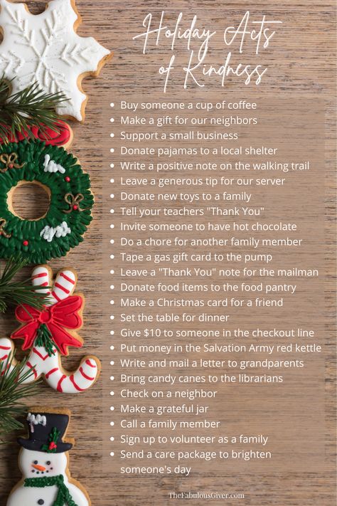 We're counting down to Christmas with these 24 holiday acts of kindness. Many of these acts of kindness are low-cost and can be done from home. Start spreading Christmas cheer today! Christmas Count Down, Christmas Giving Ideas Acts Of Kindness, Low Cost Christmas Gifts, December Acts Of Kindness, Christmas Acts Of Kindness For Kids, Advent Calendar Acts Of Kindness, Christmas Acts Of Kindness, Christmas Random Acts Of Kindness, 25 Days Of Kindness Christmas Kids