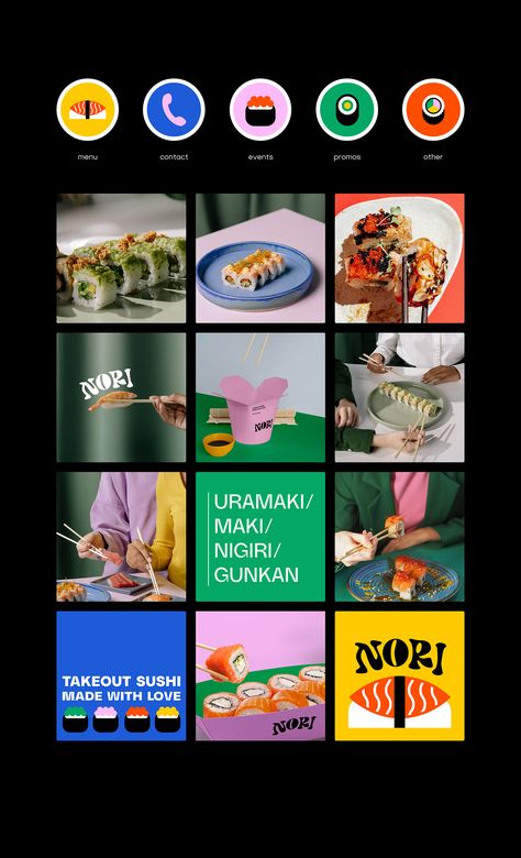 Instagram Grid Design, Social Media Branding Design, Social Templates, Desain Editorial, Feed Insta, Sushi Restaurant, Instagram Template Design, Social Media Ideas Design, Instagram Grid