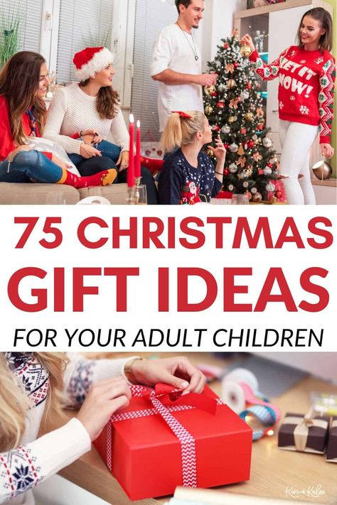 This list of Christmas gift ideas for adult children includes practical, sentimental, and experience presents to make holiday shopping easy! #Christmasgifts #GiftGuides #Christmaspresents #Christmasshopping Christmas Gifts For Your Adult Children, Christmas Gift For Siblings, Christmas List For Adults, Christmas Ideas For Parents From Adults, Adult Kid Christmas Gift Ideas, Adult Children Gifts Christmas, Christmas Gift Theme Ideas Family, Gifts For Adult Children Christmas, Adult Kids Christmas Gifts