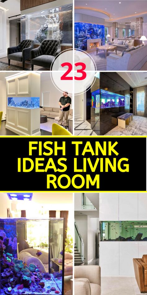 23 Fish Tank Ideas Living Room: Modern, Unique, and Aesthetic Designs for Every Home - placeideal.com Fish Tank Ideas Living Room, Modern Fish Tank, Unique Fish Tanks, Fish Tank Ideas, Large Fish Tanks, Tanks Modern, Fish Tank Themes, Wall Aquarium, Small Fish Tanks