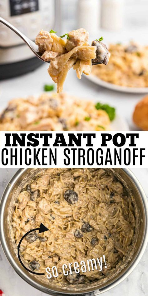 This Chicken Stroganoff is a take on traditional Beef Stroganoff and is ready in lighting speed! Just a few minutes in the Instant Pot is all it takes to have a meal of tender chicken and creamy egg noodles on dinner table. Instant Pot Chicken Stroganoff, Creamy Egg Noodles, Chicken Stroganoff Recipe, Traditional Beef Stroganoff, Chicken And Egg Noodles, Pot Noodle, Chicken Tenderloin Recipes, Chicken Stroganoff, Shugary Sweets