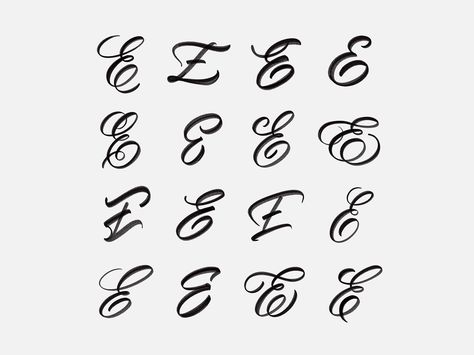 Tattoo Fonts Alphabet, Alphabet Calligraphy, E Letter, Fonts Handwriting Alphabet, Fonts For Tattoos, Tattoo Fonts Cursive, Tattoo Lettering Design, Hand Lettering Worksheet, Cursive Tattoos