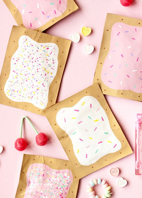 Valentine Pop Tart Pouch | Handmade Charlotte Valentine Pop Tarts, Valentine Day Cards Diy Kids, Pop Tart Valentine Ideas, Kids Valentines Bags For School, Cute Valentine Ideas For Kids, Valentines Brown Paper Bag Ideas, Valentines Paper Bag Craft, Valentines Paper Bags, Valentines Food Crafts For Kids