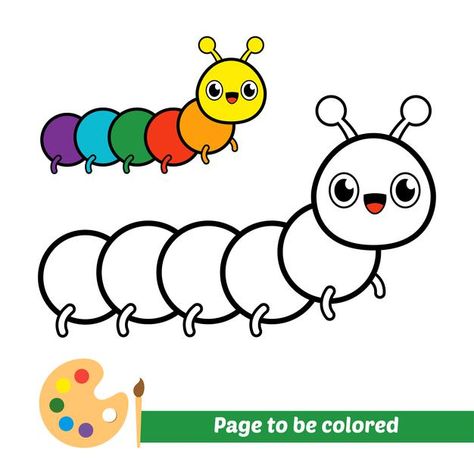 Coloring book for kids colorful caterpil... | Premium Vector #Freepik #vector #background #book #design #kids Coloring Easy Drawings, Printable Art For Kids, Color Sheets For Preschool, Coloring Activities For Preschoolers, All About Colors Preschool, Coloring For Preschool, Creativity Activities For Kids, Coloring Books For Kids Free Printable, Coloring Animals For Kids