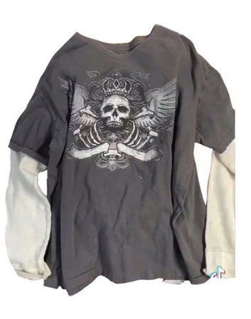 Y2k Fairy Grunge Graphic Long Sleeve Tees Tops Women E-Girls Aesthetic Gothic Skull Print Baggy T Shirts Emo Clothes Grunge Outfits, Mode Grunge, Clothes Png, Baggy Pants, Mein Style, Swaggy Outfits, Mode Vintage, Dream Clothes, Look Cool