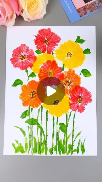 Diy With Kids, Origami Paper Craft, Easy Flower Painting, Paper Craft Ideas, Handmade Paper Crafts, Spring Painting, Diy Origami, Spring Art, Spring Is Here