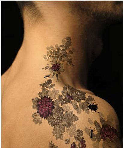 50 Insanely Gorgeous Nature Tattoos - Love the black and white with a little injection of colour! Deco Tattoo, Botanisches Tattoo, Ta Moko Tattoo, Wildflowers Tattoo, Nouveau Tattoo, Flower Tattoo Meanings, Small Flower Tattoos, Geniale Tattoos, Elephant Tattoo