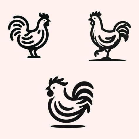 Beautiful cute chicken logo icon set sui... | Premium Vector #Freepik #vector #rooster-logo #chicken-symbol #hen-logo #chicken-logo-template Chicken Shop Logo, Chicken Logo Ideas, Hen Logo, Chicken Bar, Chicken Icon, Burger Logo, Chicken Vector, Rooster Logo, Chicken Logo