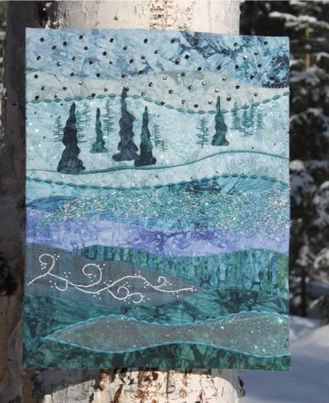 Redwork Quilt, Quilt Artists, Landscape Quilting, Alaskan Art, Quilting Art, Patchwork Art, Mini Landscape, Tree Quilts, Landscape Art Quilts