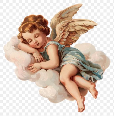 Angel Cartoon Art, Vintage Angel Aesthetic, Baby Angel Drawing, Angel Illustration Art, Cherub Aesthetic, Angels Illustration, Cupid Sticker, Cupid Illustration, Sleeping Cartoon