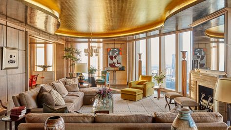 Interior Board, New York City Penthouse, Interior Art Deco, Amazing Interiors, City Penthouse, Deco House, Gold Leafing, Art Deco Interior Design, Cerused Oak