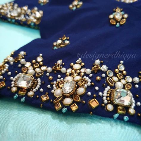 Clip Stone Aari Work Blouse, Yellow Blouse Designs, Designer Blouse Designs, Handwork Designs, Magam Work Designs, Stone Work Blouse, Brocade Blouse Designs, Khatli Work, Blouse Designs Catalogue