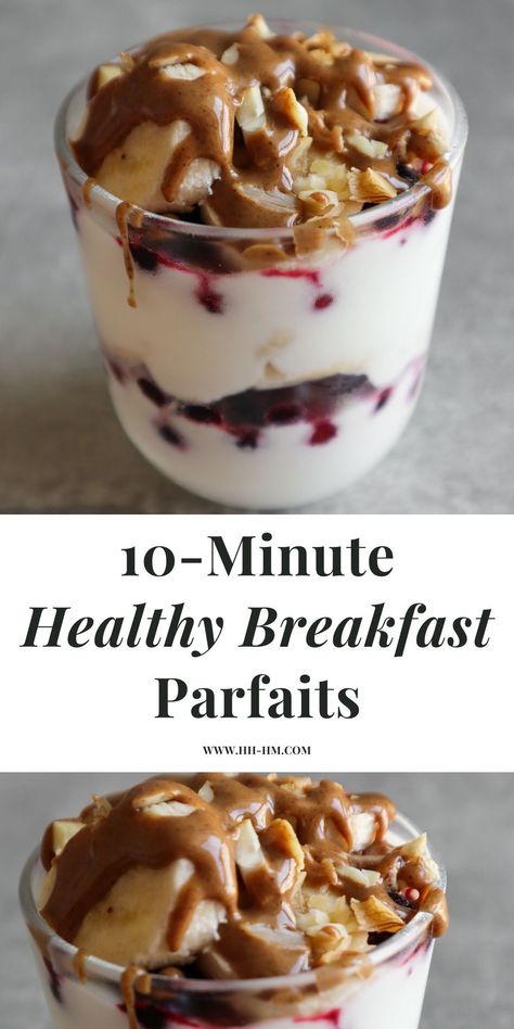 Pack these 5-minute healthy breakfast parfaits in a jar or an airtight compartment container for a quick and easy breakfast idea on the go! Yogurt Jars Healthy Breakfasts, Parfait Recipes Healthy, Healthy Overnight Breakfast, Yogurt Parfait Healthy, Easy Parfait, Yogurt Ideas, Breakfast Parfait Recipes, Healthy Yogurt Parfait, Breakfast Parfaits