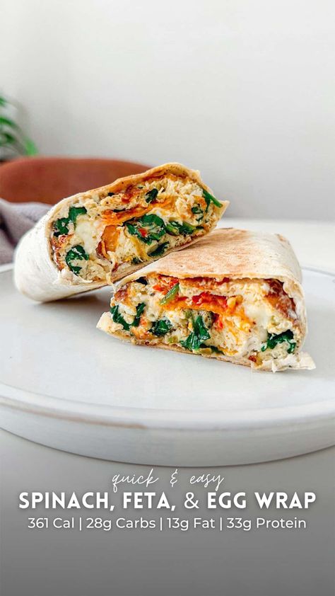 Spinach Feta and Egg Breakfast Wrap | Copycat Starbucks Recipe Breakfast Wraps Vegetarian, Meal Prep Egg Wraps, Meal Prep Breakfast Wraps, Egg Spinach Feta Wrap, Spinach Feta Egg Wrap, Egg And Spinach Wrap, Starbucks Egg White Spinach Feta Wrap, Feta Breakfast Recipe, Breakfast Ideas With Spinach