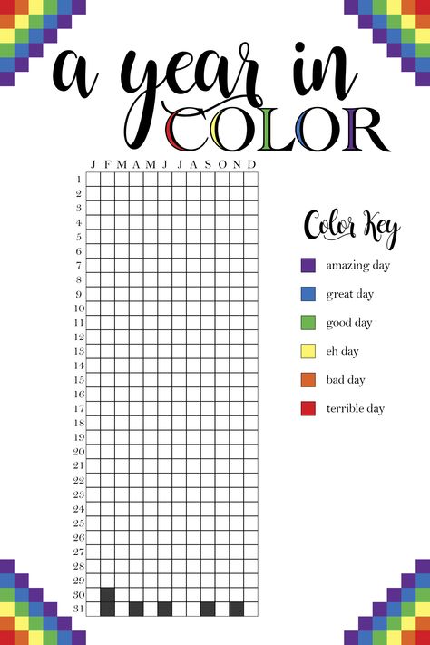 year in color template A Year In Color Mood Tracker, Year Checklist 2023, 2023 Journal Template, Planer Template Aesthetic, 2024 Plans Aesthetic, Things To Print When Bored, 2023 Checklist Template, Year Planner Ideas 2024, Planner For 2024