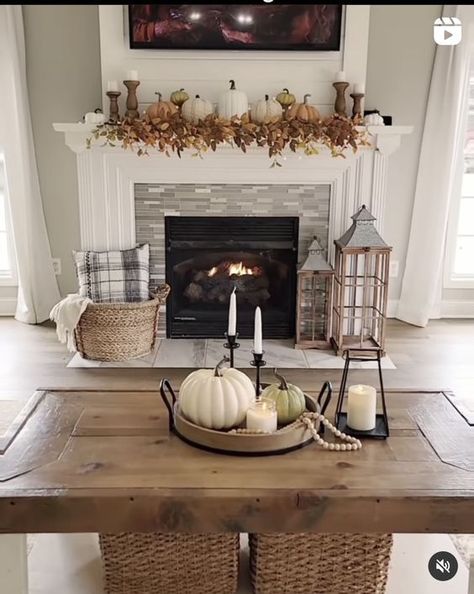 25+ Fall Mantel Decor Ideas 2024: Cozy Up Your Fireplace with Fall Flair Fall Mantle Decor With Tv, Fall Dining Room Table Decor, Korean Bedroom, Fall Dining Room Table, Fall Fireplace Decor, Living Room Mantle, Modern Fall Decor, Fall Mantle Decor, Aesthetics Home Decor