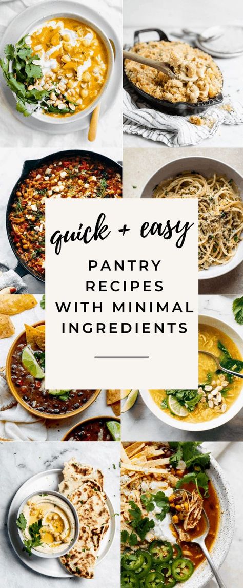 Recipes With Minimal Ingredients, Healthy Pantry Staples, Pantry Recipes, Healthy Pantry, Meatless Dinner, Dinner On A Budget, Food Staples, Food Pantry, Cheap Meals