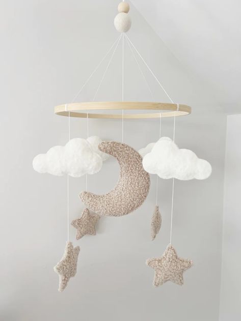 Balloon Clouds, Clouds Nursery, Moon Nursery, Cot Mobile, Moon Clouds, Baby Room Inspiration, Nursery Room Inspiration, Star Cloud, Star Nursery