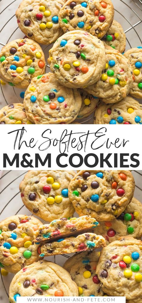 Soft and chewy Chocolate Chip Mini M&M Cookies are a timeless classic you'll absolutely love! This is the best recipe you can count on for super soft cookies brimming with chocolate and cheerful candies, the kind of cookie your kids will beg you to make time after time. Easy Birthday Cookie Recipes, Soft Chewy M&m Cookies, Mini M M Cookies Recipe Easy, Mini Mnm Cookies, Soft M And M Cookies, Chewy M M Cookies Recipe, M M Pudding Cookies Recipe, Mini Mnm Cookies Recipe, Pudding M&m Cookies