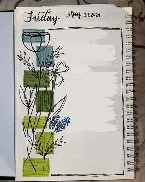 Journal art for the week starting May 13, 2024 (Sometimes I forget to take a picture before I start writing in it, hence the splotchy background in some pics. ¯\_(ツ)_/¯ ) #journalart #justtamar #drawingeveryday #handdrawn #creativejournaling #handdrawnart Journal Ideas For Project, Journal Boarder Ideas, Border Designs For Social Projects, Border Ideas For Charts, Background Ideas For Project, Index Design Creative, Note Pad Drawing, Note Decoration Ideas, Front Design For Project