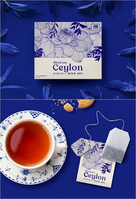 Illustration In Packaging, Black Tea Packaging Design, Gender Neutral Packaging, Packaging With Illustration, Japanese Tea Packaging Design, Black Tea Packaging, Tea Packaging Design Ideas, Tea Product Design, Travel Package Design