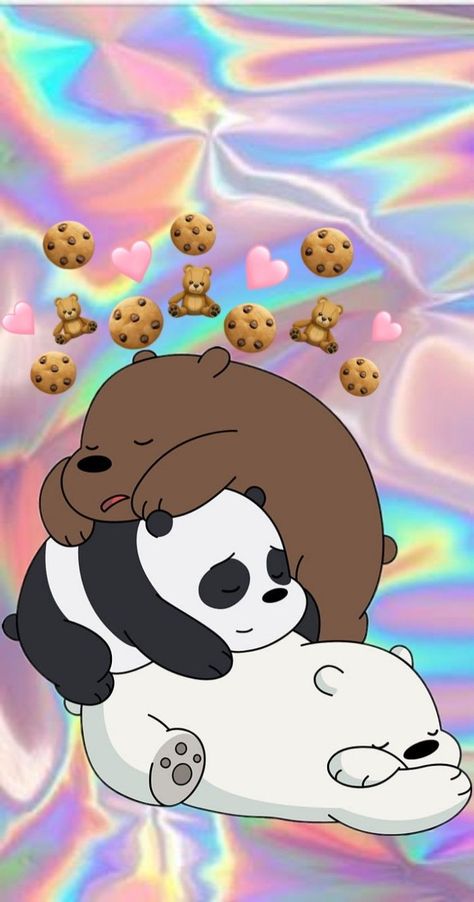 Beruang Grizzly, Holographic Wallpapers, Ice Bear We Bare Bears, Seni Korea, We Bare Bears Wallpapers, Cute Panda Wallpaper, Cute Tumblr Wallpaper, Funny Phone Wallpaper, Dont Touch My Phone Wallpapers