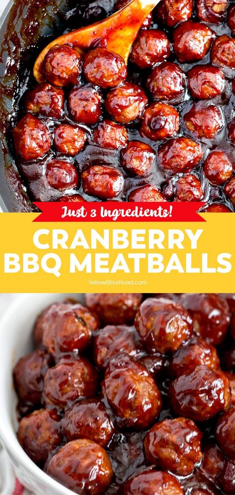 Cranberry BBQ Meatballs are easy to make and require just three simple ingredients. Make them on the stovetop or in the crockpot. Krampus Party Food, Cranberry Bbq Meatballs, Cranberry Meatballs, Bbq Meatballs, Elegant Appetizers, Bacon Appetizers, Christmas Recipes Appetizers, Cranberry Recipes, Christmas Food Dinner