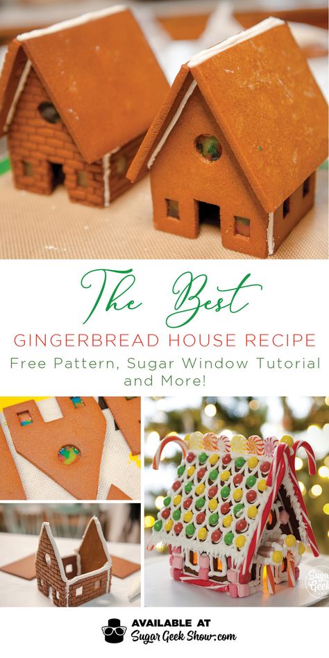 The best gingerbread house recipe! Super strong, no-spread dough, free gingerbread house pattern, how to make sugar windows for gingerbread houses and more! Gingerbread House Pattern, Homemade Gingerbread House, Gingerbread House Patterns, Gingerbread House Recipe, Cool Gingerbread Houses, Gingerbread House Template, How To Make Gingerbread, Gingerbread House Parties, Make A Gingerbread House