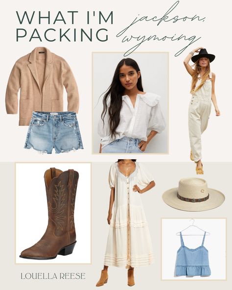 Headed to Jackson Hole Wyoming in the summer? Click through for a Jackson Hole Wyoming packing list including the top three must have items. Wyoming Travel Outfit, Wyoming Packing List Fall, Jackson Hole Spring Outfits, Wyoming Style Women, Wyoming Vacation Outfits, Jackson Hole Wedding Summer, Wyoming Outfit Spring, Jackson Hole Outfits Spring, Jacksonhole Wyoming Summer