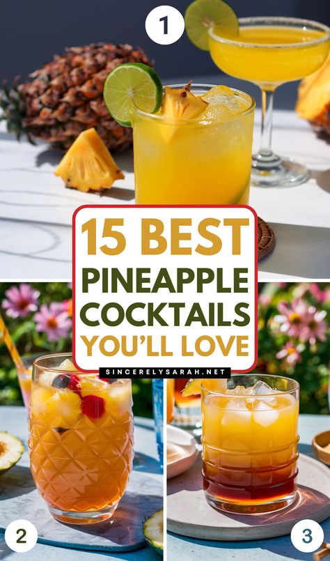 🍍 Ready to shake things up? Our "10 Best Pineapple Cocktails" are the perfect blend of sweet and tangy, making them the ultimate tropical treat 🍸. Whether you're planning a summer party or just want to enjoy a refreshing drink, these cocktails are guaranteed to impress. With easy-to-follow recipes, you'll be sipping on a little taste of paradise in no time. Discover the "10 Best Pineapple Cocktails" now! Frozen Pineapple Drink, Coconut Pineapple Cocktail, Pineapple Old Fashioned Cocktail, Pineapple Cocktail Drinks, Cocktail With Pineapple Juice, Rainbow Paradise Cocktail, Pineapple Bourbon Cocktail, Cocktail With Pineapple, Pineapple Drinks Alcohol