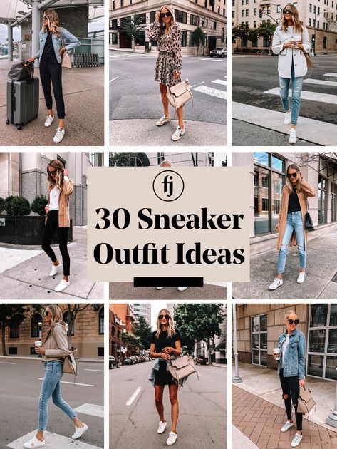 30 Stylish Ways to Wear Sneakers - Fashion Jackson Casual Playdate Outfit, Mule Sneakers Outfit, Mules Outfit Winter, How To Wear High Top Sneakers, Gucci Sneakers Outfit, Sneakers For Ladies, Sneaker Outfit Fall, Sneakers Outfit Spring, Jeans And Sneakers Outfit