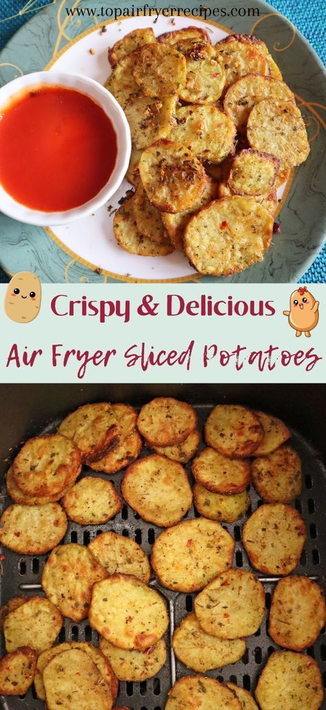 Air Fryer Sliced Potatoes Sliced Fried Potatoes, Crispy Potato Bites, Air Fry Potatoes, Fried Potatoes Recipe, Fruit And Vegetable Wash, Air Fryer Recipes Vegetarian, How To Make Potatoes, Air Fry Recipes, Potato Recipes Side Dishes